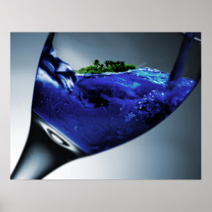 Pôster Ilha tropical surreal em um vidro de vinho