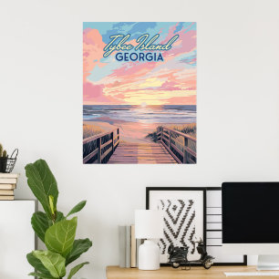 Poster Ilha Tybee Georgia Sunrise Beach Savannah