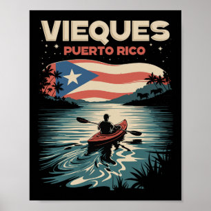 Poster Ilha Vieques Porto Rico Lembrança Bandeira Porto-r