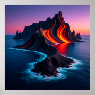 Poster Ilha Vulcânica no Crepúsculo 🌋