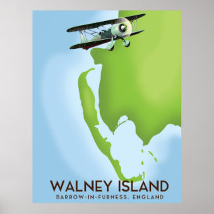 Poster Ilha Walney, Burrow-In-Furness, mapa da Inglaterra