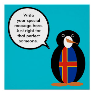Pôster Ilhas Åland Falando Ms Penguin Personalizado