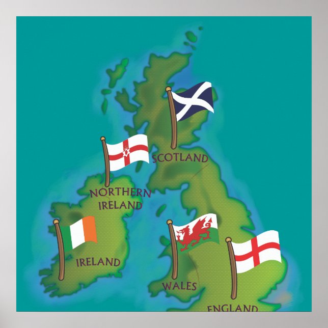 Pôster Ilhas Britânicas e Irlanda (Frente)