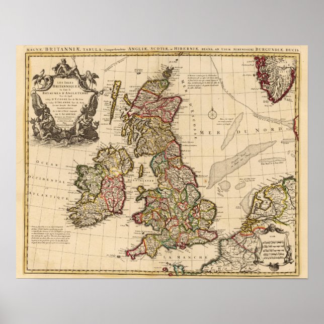 Pôster Ilhas Britânicas, Inglaterra, Irlanda (Frente)