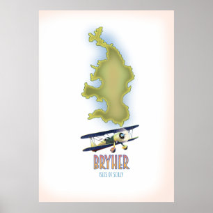 Poster Ilhas Bryher de mapa cientifico