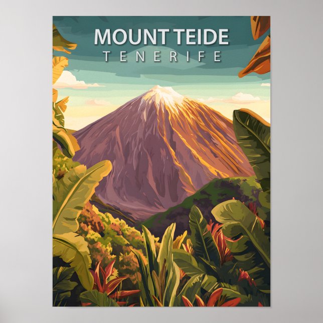 Poster Ilhas Canárias do Monte Retro Teide Tenerife (Frente)