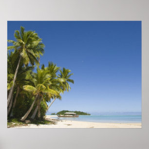 Pôster Ilhas Cook, Aitutaki. Tour de canoa polinésia para