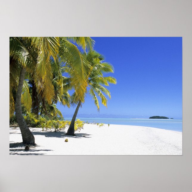 Poster Ilhas Cook de praia com Palm 2 (Frente)