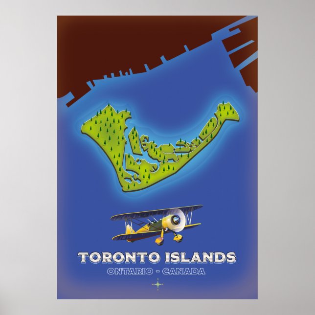 Poster Ilhas de Toronto, Ontário, Canadá mapa (Frente)