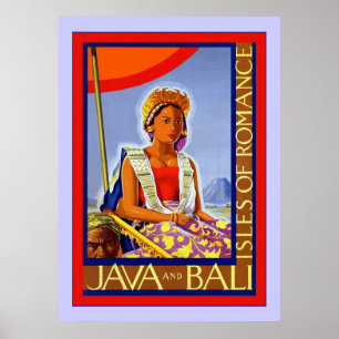 Pôster Ilhas do ~ de Java e de Bali de viagens vintage