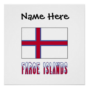 Pôster Ilhas Faroé Faroês Bandeira Preta Personaliz