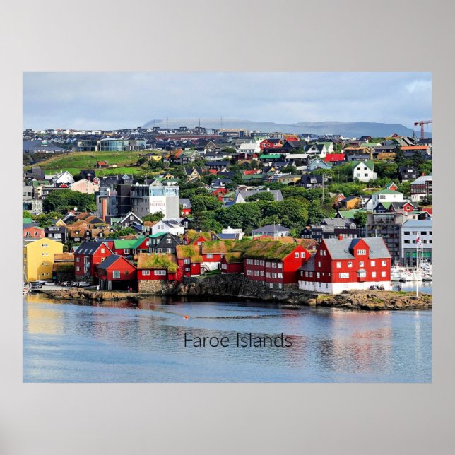 Poster Ilhas Faroé, vista panorâmica de Torshavn (Frente)