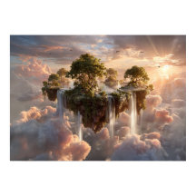 Ilhas Flutuantes Surreais com Quedas de Água