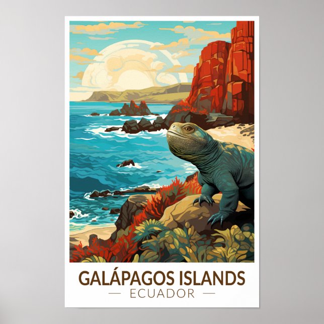 Poster Ilhas Galápagos Viagem Arte Vintage (Frente)
