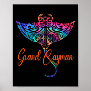 Poster Ilhas Grand Cayman 2025 Família Stingray Tribal V