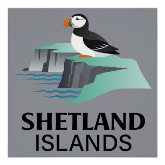 Pôster Ilhas Shetland Escócia Reino Unido