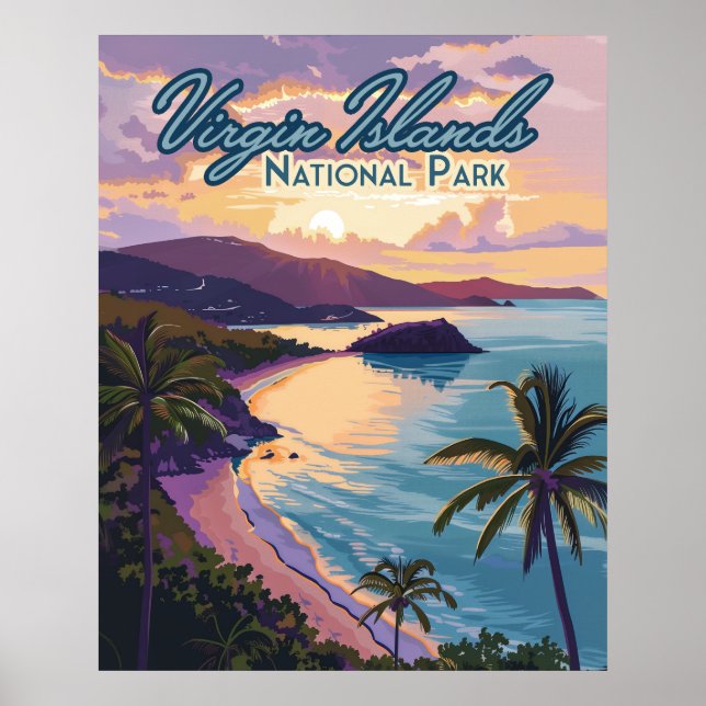 Poster Ilhas Virgens National Park Beach Rua John (Frente)