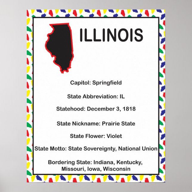 Pôster Illinois Information Educational EUA State (Frente)