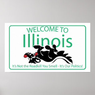 Poster Illinois Road Sign
