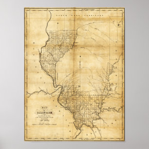 Pôster IllinoisPanoramic MapIllinois
