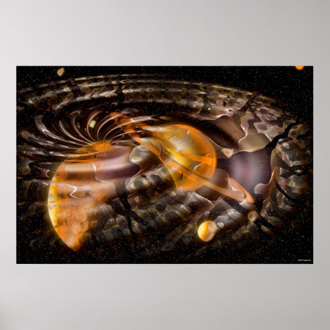 Pôster Illusão Digital 3D de dobra espacial (Frente)