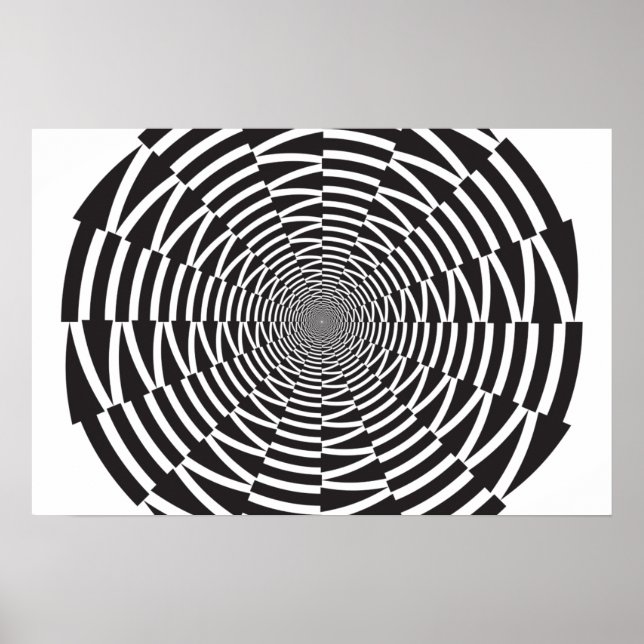 Poster Illusão Óptica de Vórbita Preta e Branca (Frente)