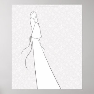 Poster Illustrated Fashion Wedding Bride Coloring Page