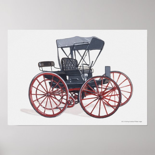 Pôster Illustration of horseless carriage (Frente)