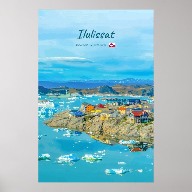 Poster Ilulissat, Groenlândia - Cidade dos Icebergs (Frente)