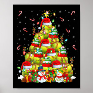 Poster Iluminação de Natal de Softbol Santa Árvore de Nat