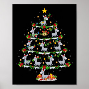 Poster Iluminação de Natal Santa Burro Árvore de Natal