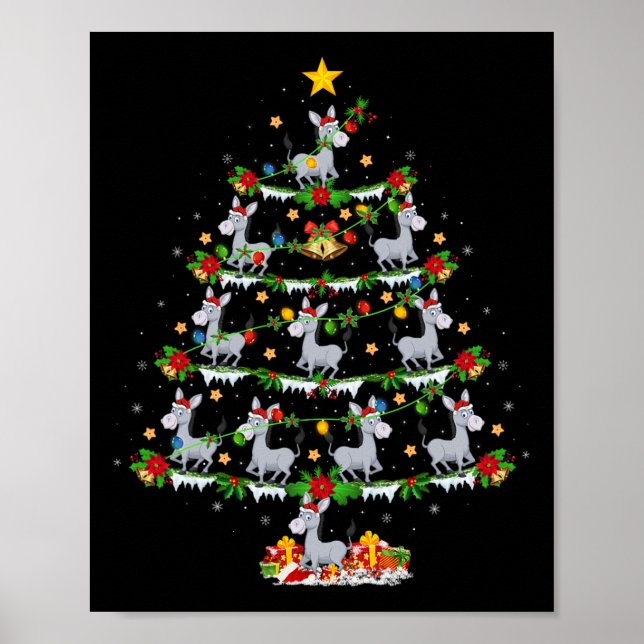 Poster Iluminação de Natal Santa Burro Árvore de Natal  (Frente)