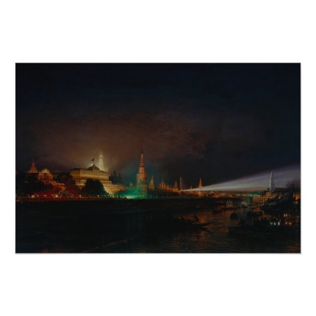 Pôster Iluminação do Kremlin, 1883 (óleo na canvas) (Frente)