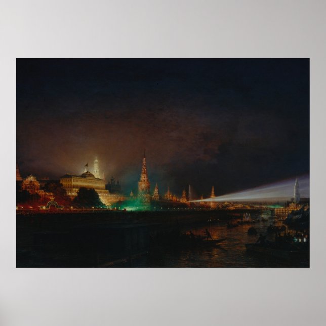 Poster Iluminação do Kremlin, 1883 (óleo na canvas) (Frente)