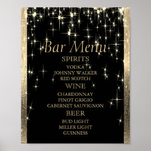 Poster Iluminação Dourada e preta elegante - Menu Bar