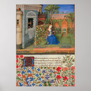 Poster Iluminação medieval de Emilia no jardim de rosas