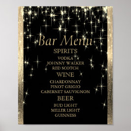 Poster Iluminação negra e Dourada Elegante - Menu Bar