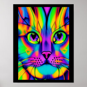 Poster Ilusão de gato psíquico, púrpura, verde