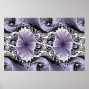 Poster Ilusão Lilás Arte Floral Abstrata Fantasia Fractal