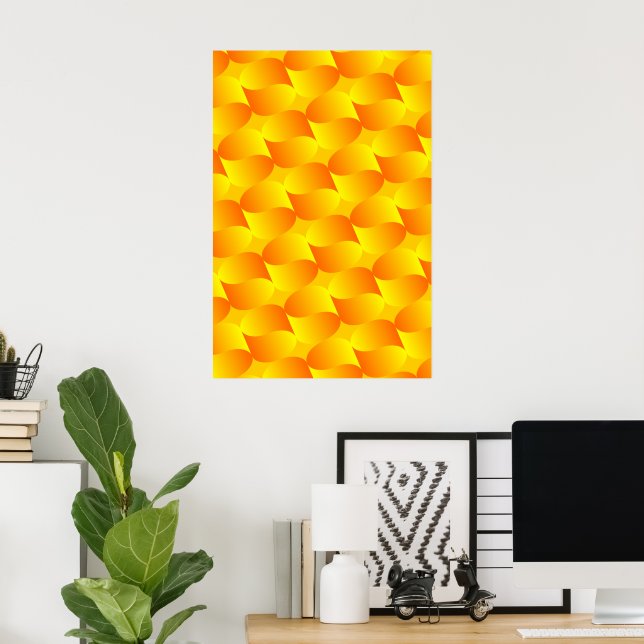 Poster Ilusão Óptica de Luxo em 3D com Padrão de Escama D (Escritório em casa)