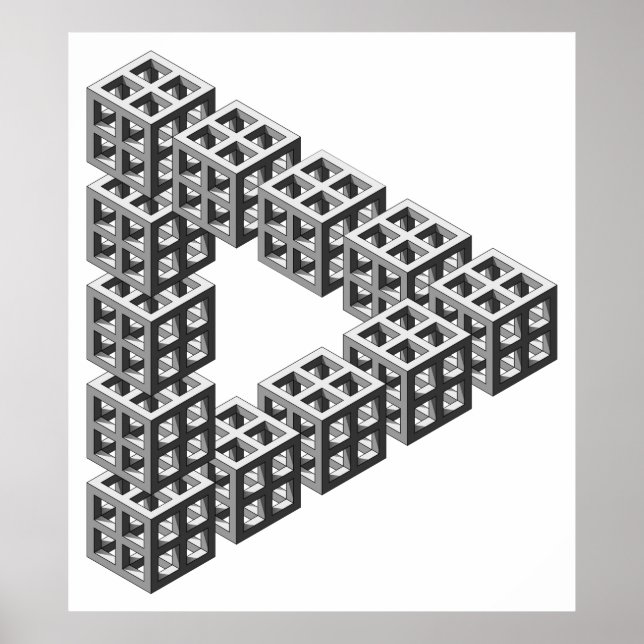 Pôster Ilusão Óptica de Triângulo Impossível (Frente)