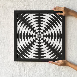 Poster Ilusão Óptica Gráfica Preta e Branca