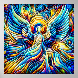 Poster Ilusionismo Abstrato de IA Anjo Efeito Expressioni