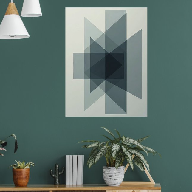 Poster Ilusões Empilhadas: Profundidade Geométrica Monocr (Sala de Estar 1)