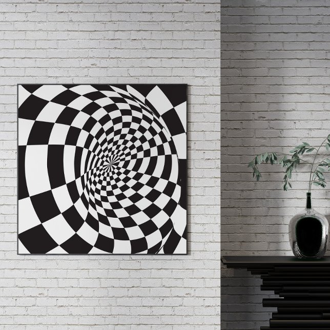 Poster Ilusões ópticas modernas, preto e branco (Black & white optical illusion makes the ideal decorative touch for any modern living area or office)