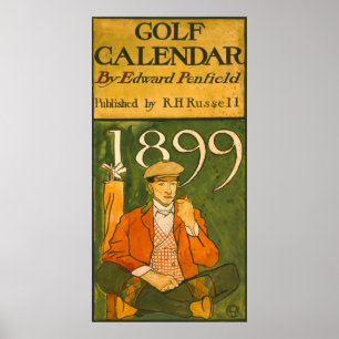 Pôster Ilustração 1899 do calendário do golfe