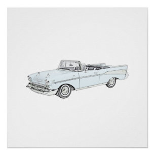 Pôster Ilustração 1957 do Convertible do Bel Air de Che