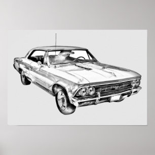 Poster Ilustração 1966 de Chevy Chevelle SS 396