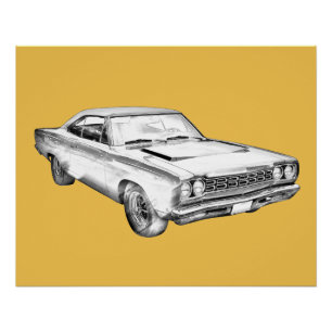 Pôster Ilustração 1968 do carro do músculo do Roadrunn