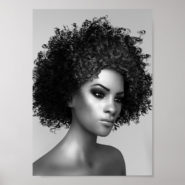 Pôster Ilustração 3D Afro Hair (Frente)